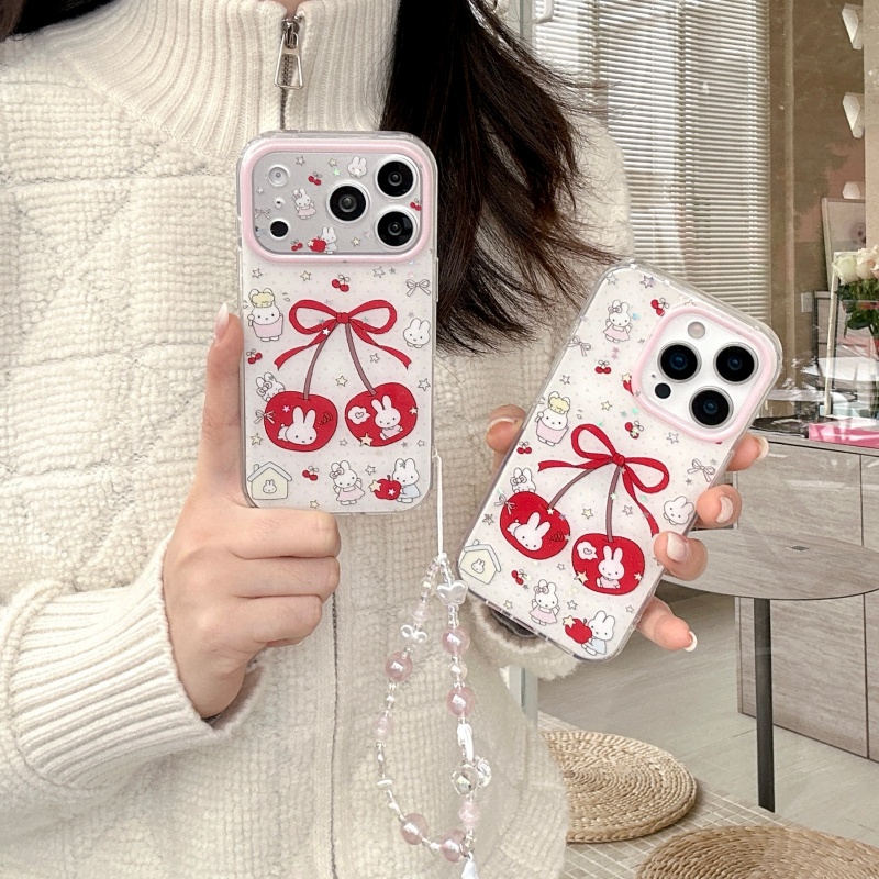 Cute Cartoon Wrist Strap Silicone Case - Urocze, kreskówkowe etui na telefon z