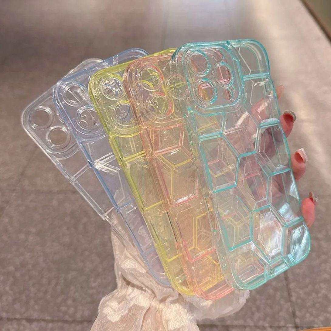 Clear Shockproof Bumper Case - Etui na telefon Honeycomb Geometric Football