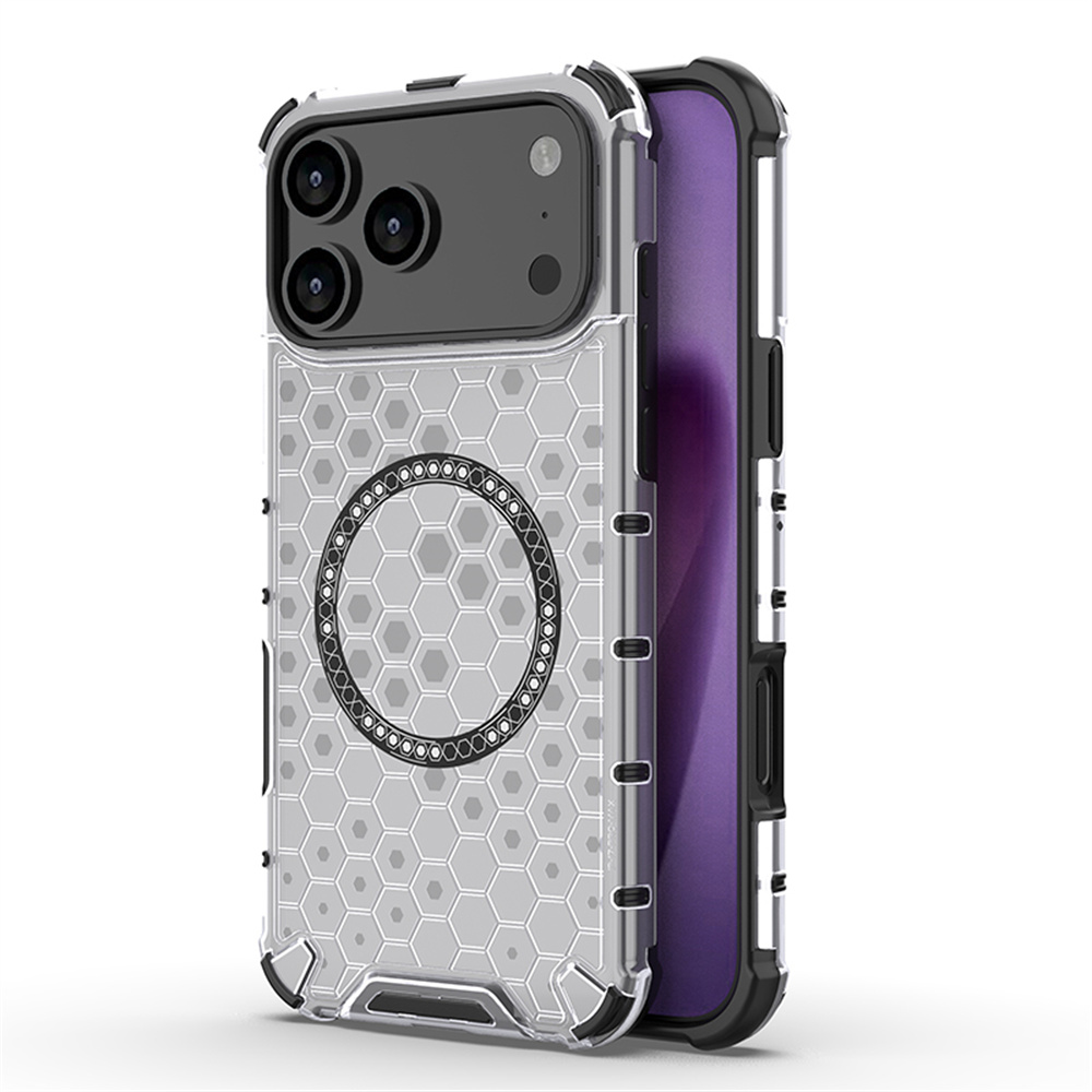 Clear Shockproof Bumper Case - Luksusowe przezroczyste etui magnetyczne Honeycomb Armor