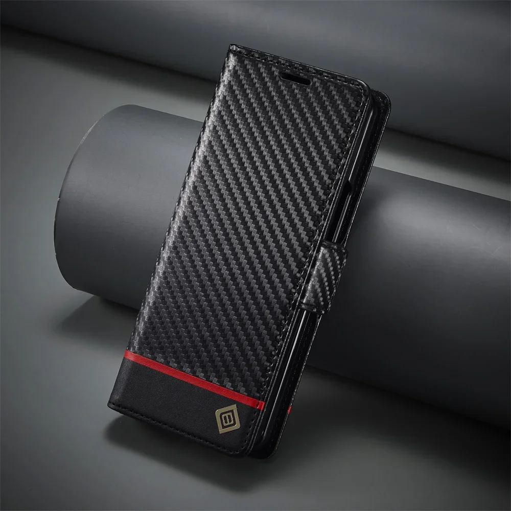 Luksusowe etui z włókna węglow – Leather Wallet Card Holder Phone Cover recenzja i cena