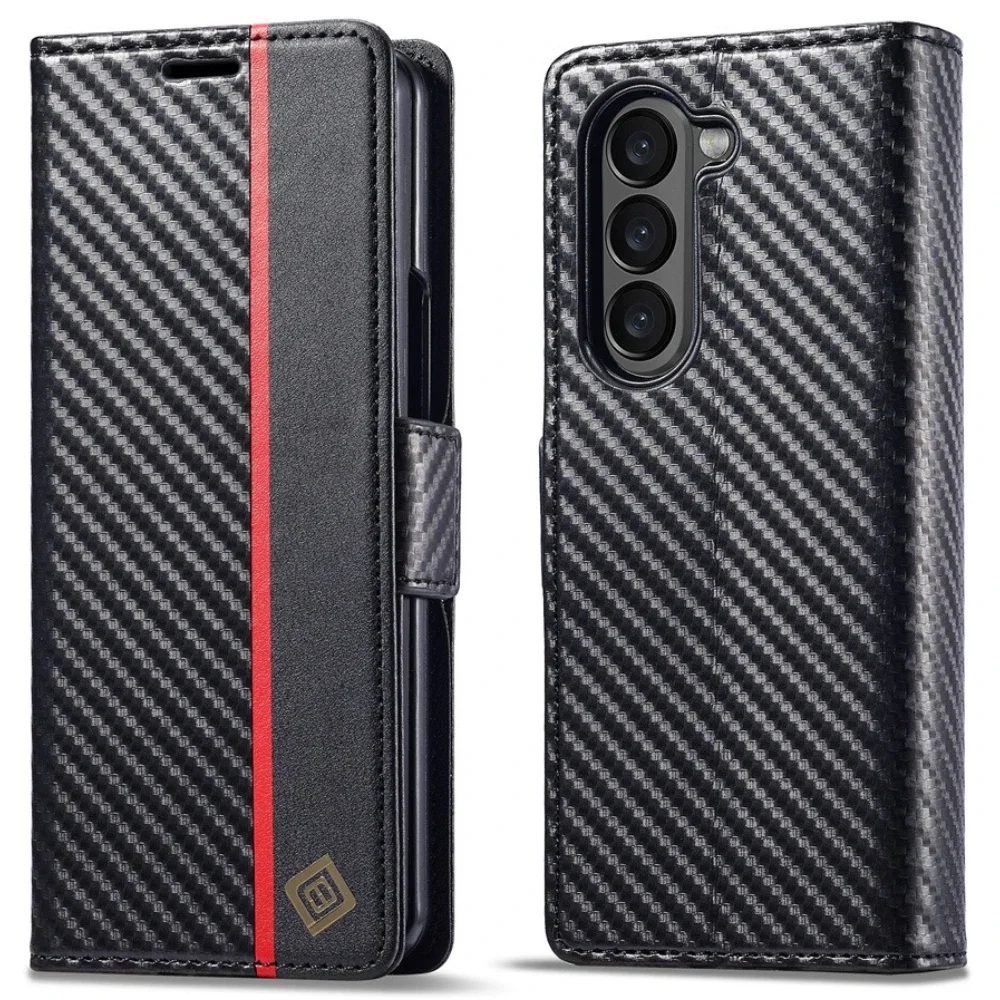 Luksusowe etui z włókna węglow – Leather Wallet Card Holder Phone Cover recenzja i cena