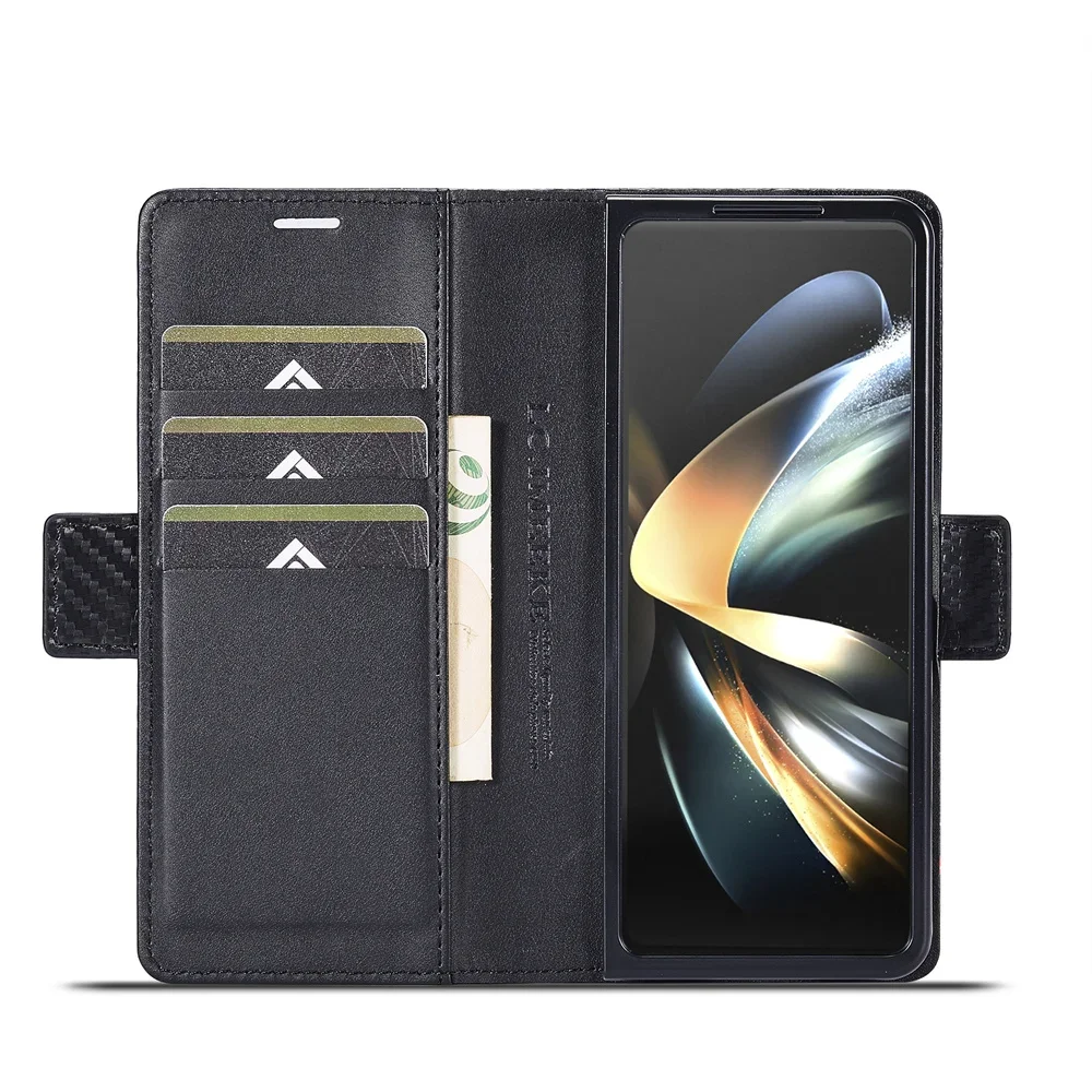 Luksusowe etui z włókna węglow – Leather Wallet Card Holder Phone Cover recenzja i cena