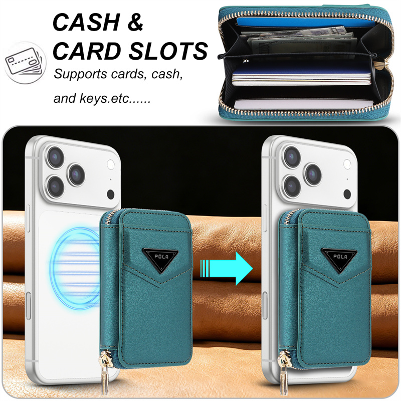 Etui z zamkiem błyskawicznym,  – Leather Wallet Card Holder Phone Cover recenzja i cena