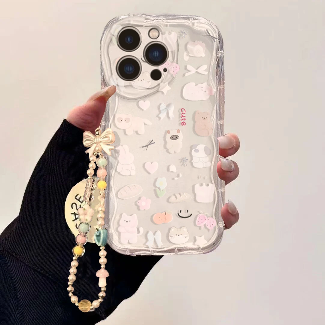 Etui z uroczym kotem i kokardk – Cute Cartoon Wrist Strap Silicone Case recenzja i cena