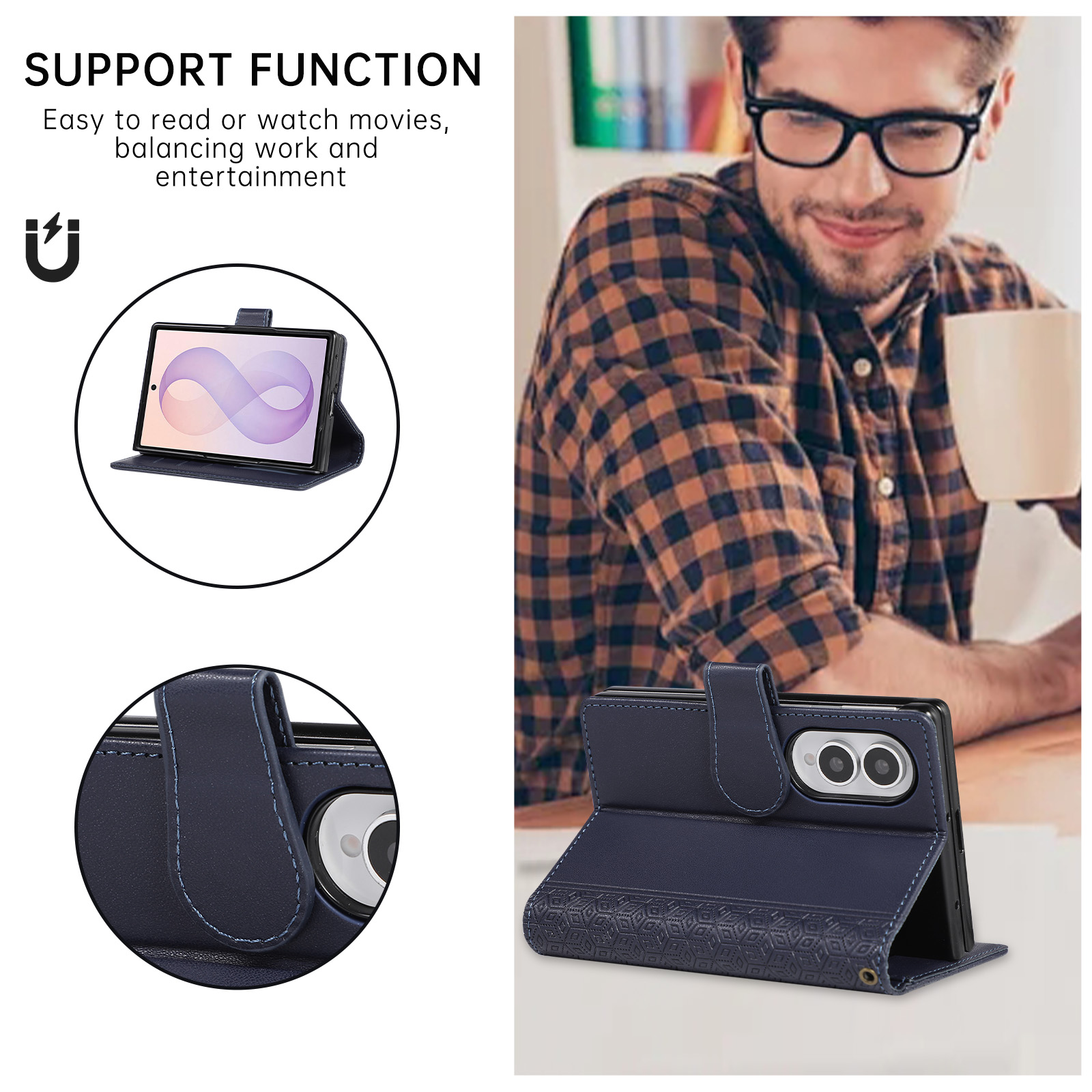 Luksusowe skórzane etui-portfe – Leather Wallet Card Holder Phone Cover recenzja i cena